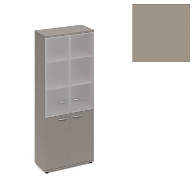 Шкаф со стеклянными дверьми в алюминиевой рамке Юнитекс А4 (78x36.4x193) А4 9380 МП мокко премиум