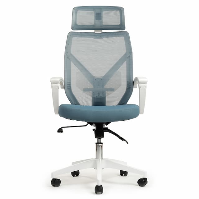 Кресло Riva Chair Oliver W-203AC Белый пластик/Синяя сетка
