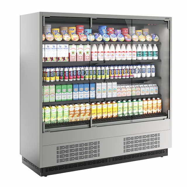 Витрина холодильная Carboma FC20-07 VM 1,9-1 0300 боковина металлическая (9006-9005) Cube 2 LIGHT фронт X0