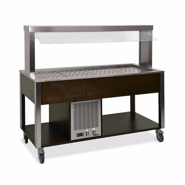 Стол Шведский охлаждаемый (защитное стекло статичное) MetalCarrelli 6900.3-R (дуб)